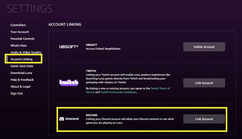 amazon lunaとdiscordをリンクする