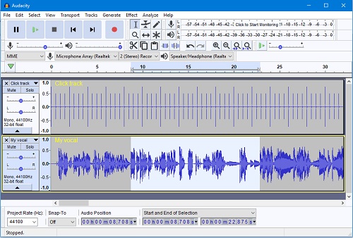 オーディオブックをチャプターに分割するaudacity