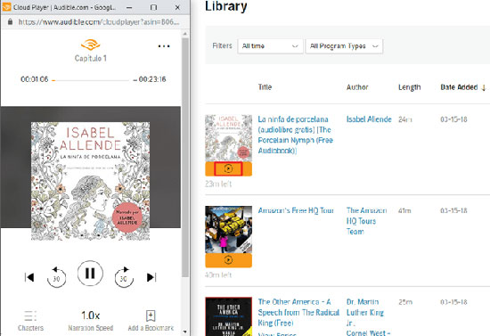 audible online playerを使ってchromebookでaudibleを聴く