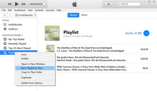 itunesでaudibleをcdに書き込む