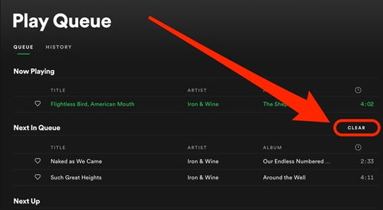 デスクトップでspotifyの再生キューをクリアする