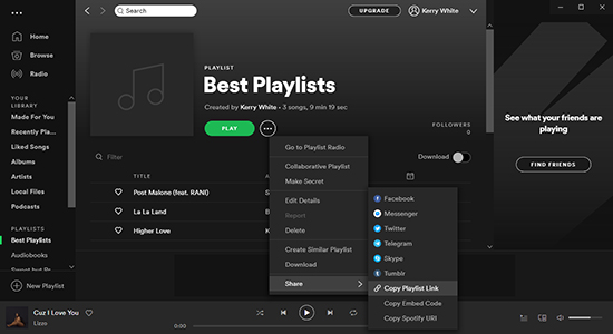 spotifyのリンクを別のアカウントにコピーする