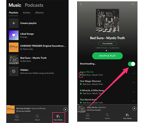 spotifyからandroid端末に音楽をダウンロードする