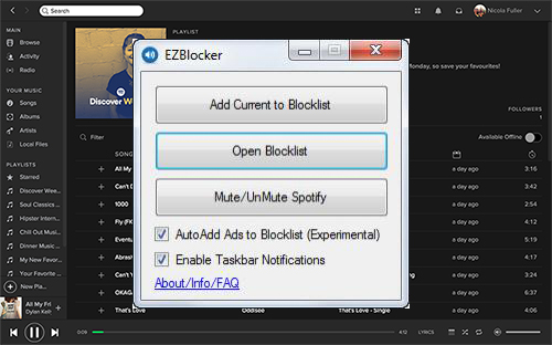 ezblocker spotify広告ブロッカーwindows