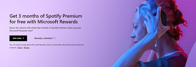 spotify premiumを無料で利用できる microsoft rewards