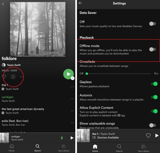 spotifyのダウンロードをオフラインで聴く