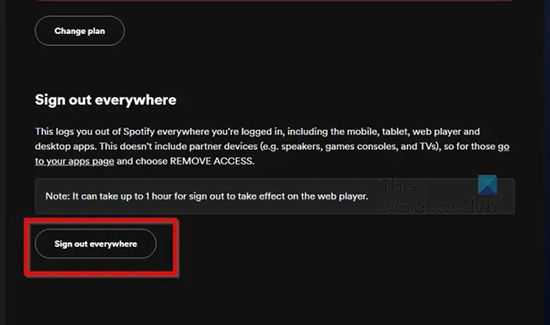 sign out everywhere spotify