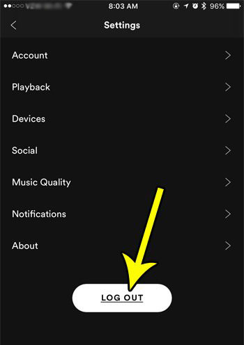 モバイルでspotifyをログアウトする