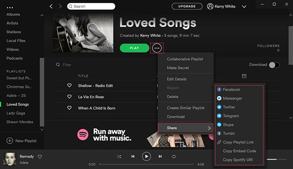 spotifyで非公開のプレイリストを共有する