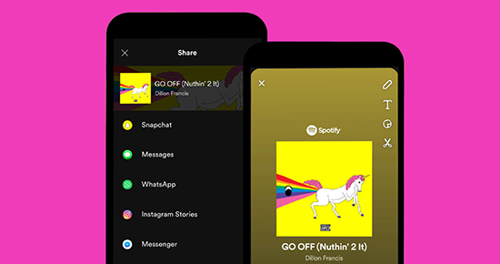 snapchatでspotifyの曲を共有する