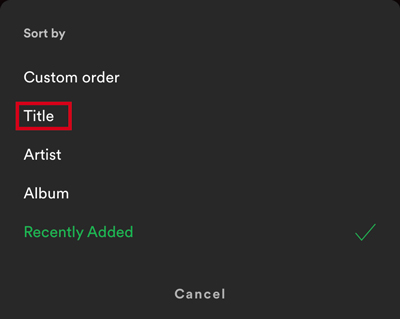 spotifyをタイトルで並べ替える