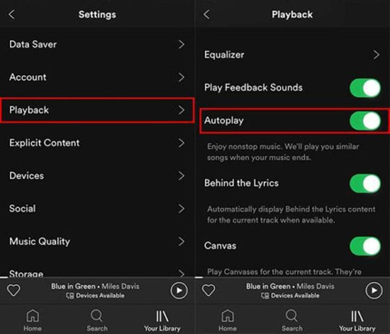 モバイルでspotifyの自動再生をオフにする