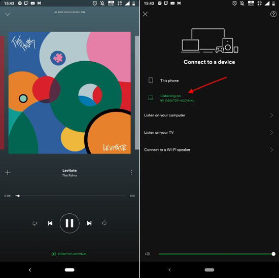 spotify connectデバイスを使用する