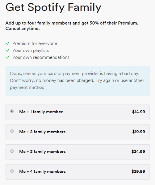 spotifyファミリーメンバーシップ費用