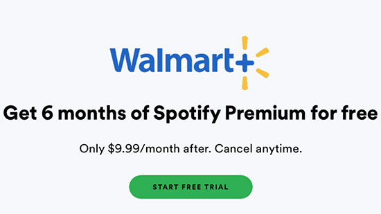 walmart plus会員になるとspotifyの無料試用が6ヶ月