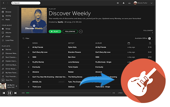 spotifyからgaragebandに音楽を取り込む