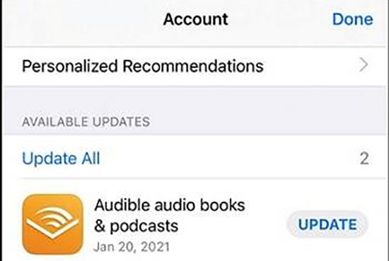 audibleアプリを更新する