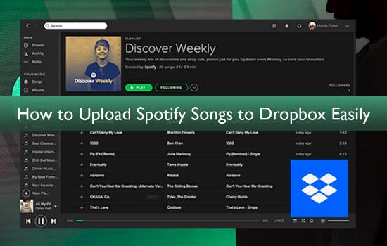 spotifyの曲をdropboxにアップロードする