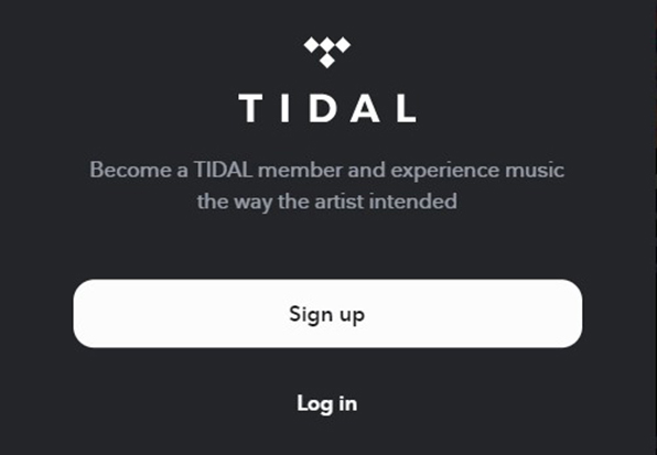 tidalアカウントにサインイン